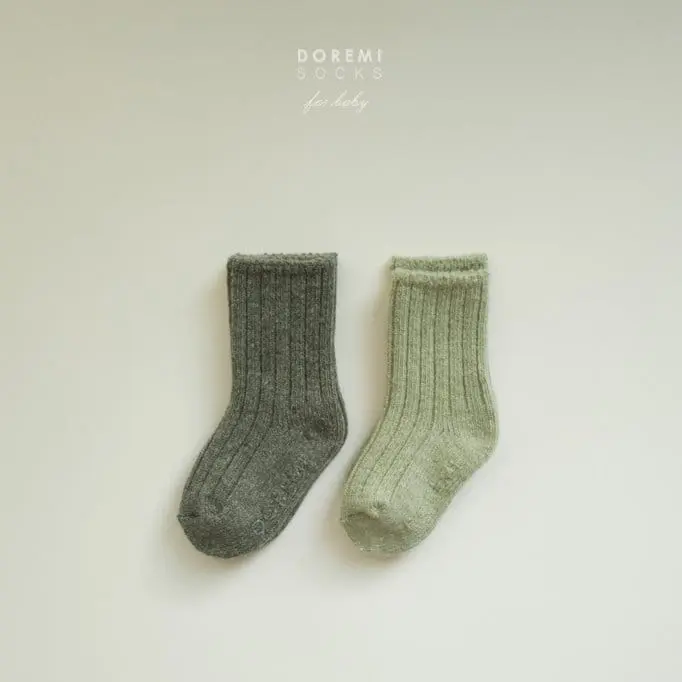 Teamand - Korean Children Fashion - #kidsshorts - Rib Wool Green Tea Socks Set - 3