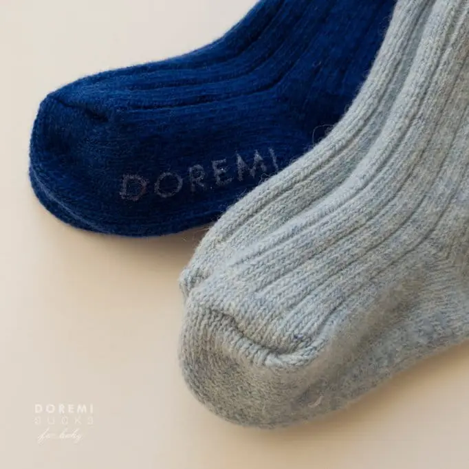 Teamand - Korean Children Fashion - #kidsshorts - Rib Wool Blue Socks Set - 2