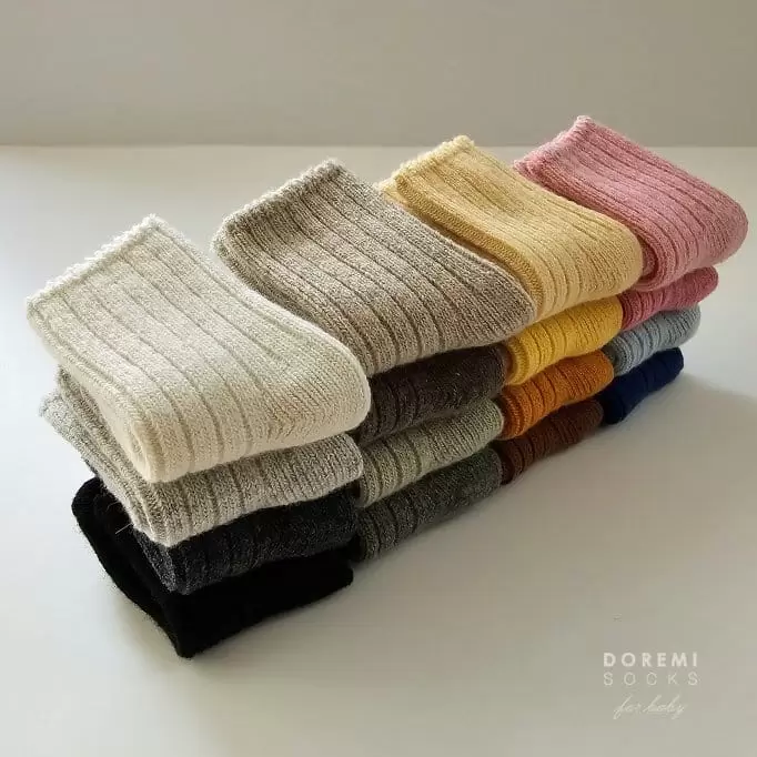 Teamand - Korean Children Fashion - #kidsstore - Rib Wool Mustard Socks Set - 6