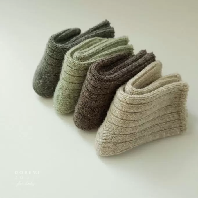 Teamand - Korean Children Fashion - #kidsshorts - Rib Wool Green Tea Socks Set - 4
