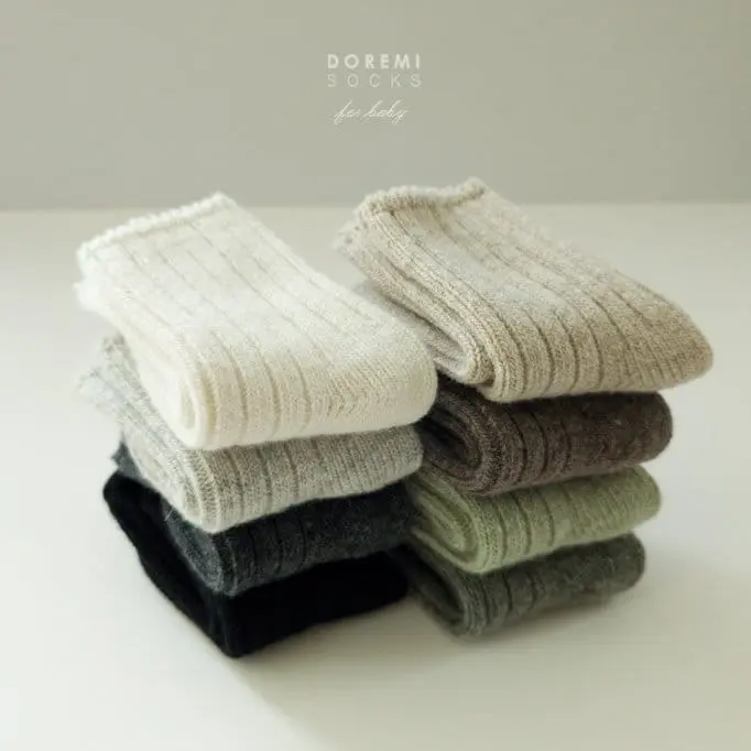 Teamand - Korean Children Fashion - #kidzfashiontrend - Rib Wool Green Tea Socks Set - 5