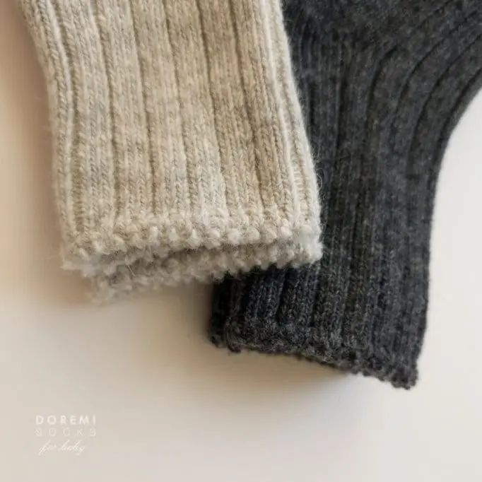 Teamand - Korean Children Fashion - #kidzfashiontrend - Rib Wool Gray Socks Set