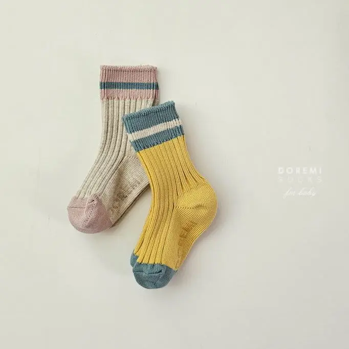 Teamand - Korean Children Fashion - #littlefashionista - Sand Dotom OAtmeal Socks Set
