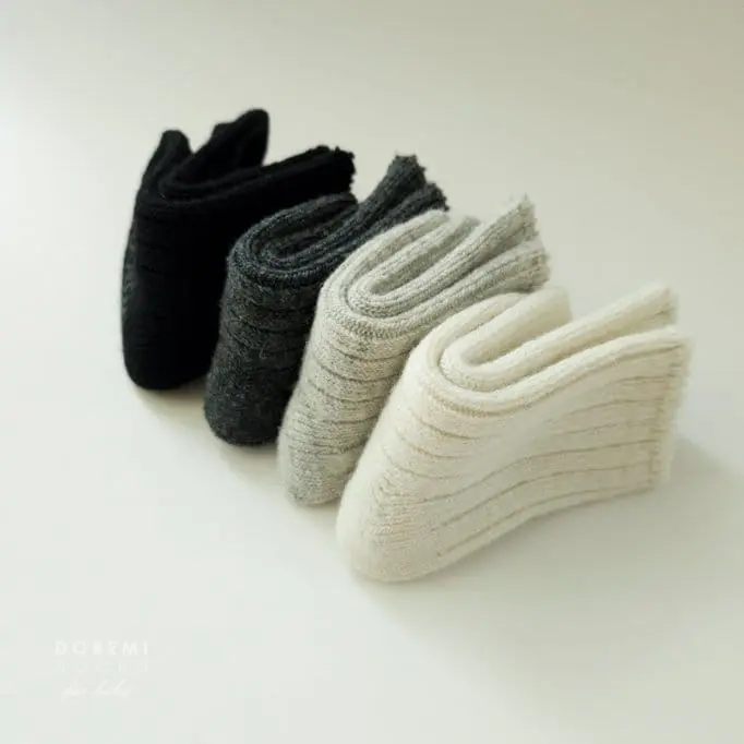 Teamand - Korean Children Fashion - #littlefashionista - Rib Wool Gray Socks Set - 4