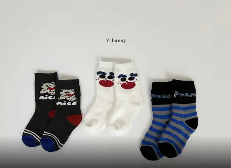 V Bunny - Korean Children Fashion - #designkidswear - Push Socks Set - 3