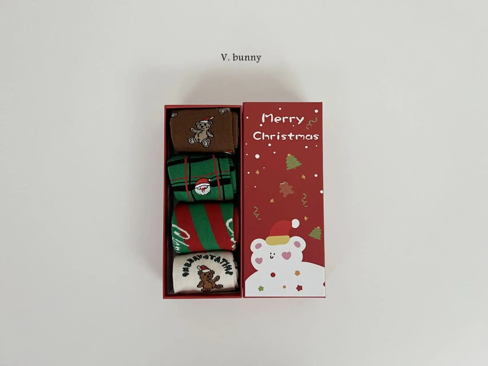 V Bunny - Korean Children Fashion - #kidzfashiontrend - Christmas Check Sants Socks - 8