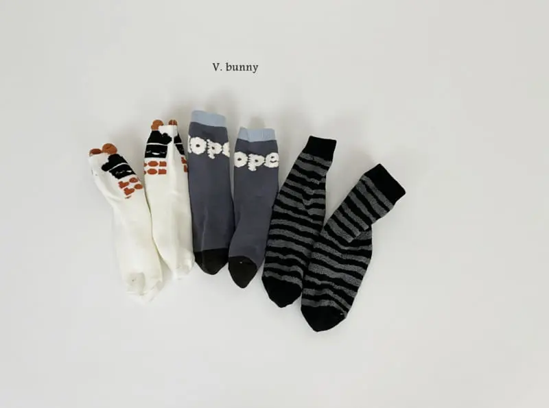 V Bunny - Korean Children Fashion - #minifashionista - Dof Socks Set - 4