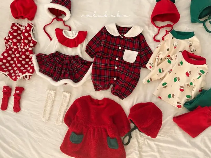 Valu Bebe - Korean Baby Fashion - #babyoutfit - Happy Christmas Check Bodysuit - 8