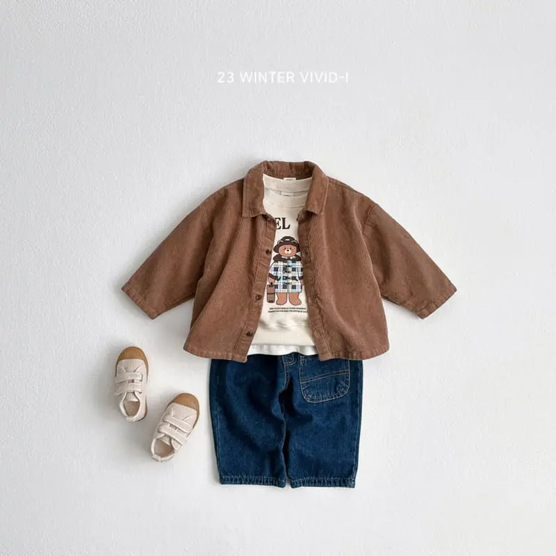 Vivid I - Korean Children Fashion - #littlefashionista - Check Bear Sweatshirt - 9