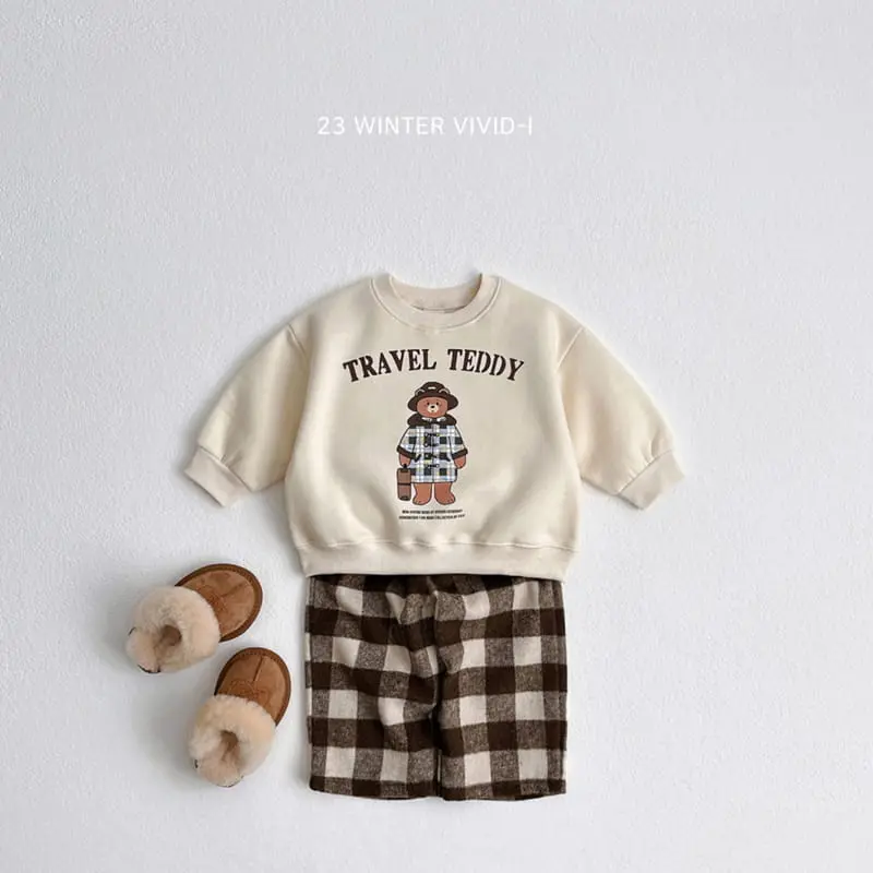 Vivid I - Korean Children Fashion - #prettylittlegirls - Bear Check Pants - 5