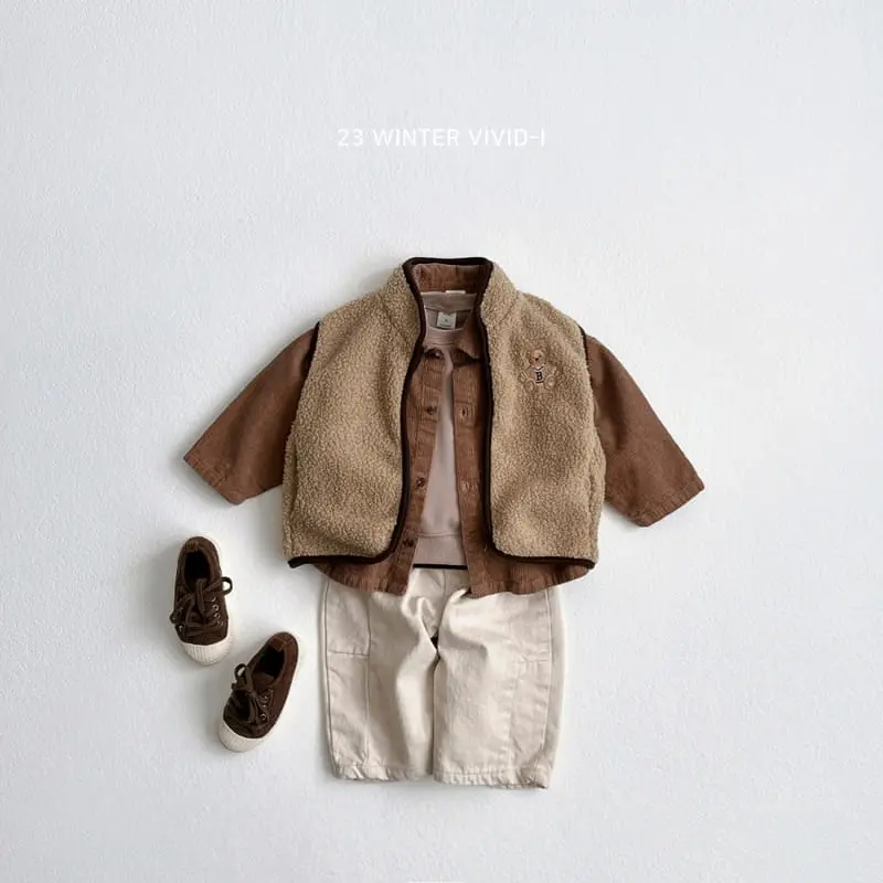 Vivid I - Korean Children Fashion - #todddlerfashion - Bbogle Bear Embroidery Vest - 10