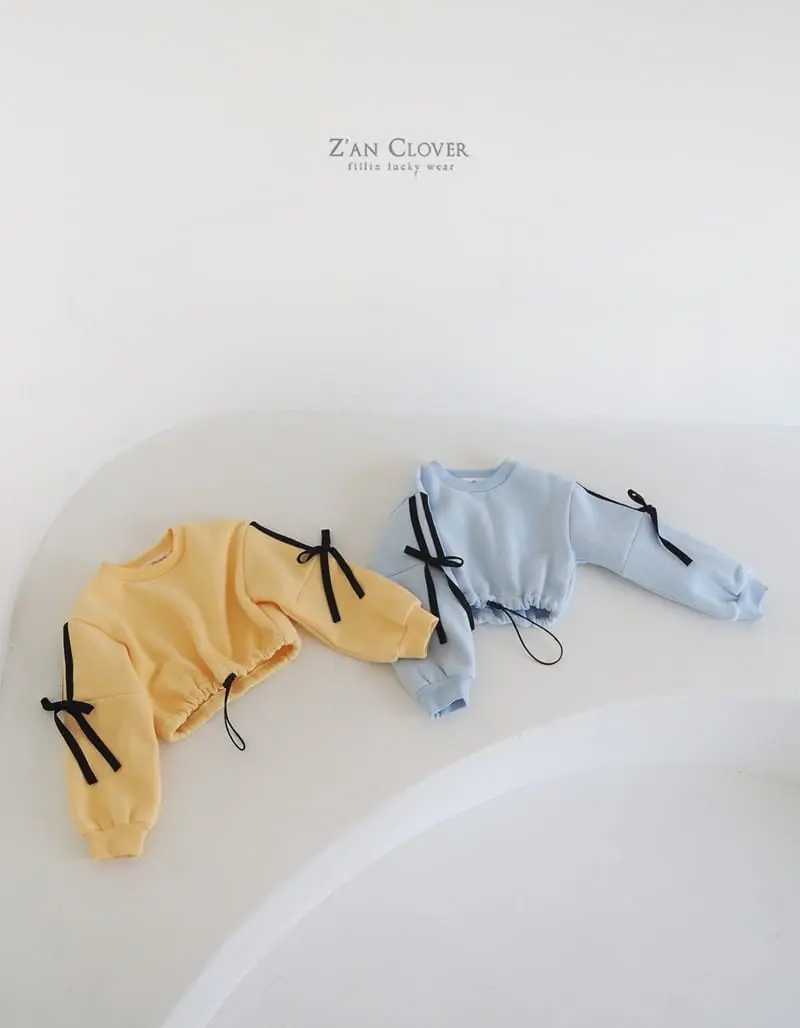 Zan Clover - Korean Children Fashion - #designkidswear - Ribbon Short Sweatshirt - 8