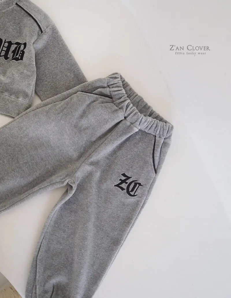 Zan Clover - Korean Children Fashion - #kidsshorts - Big Logo Top Bottom Set - 8