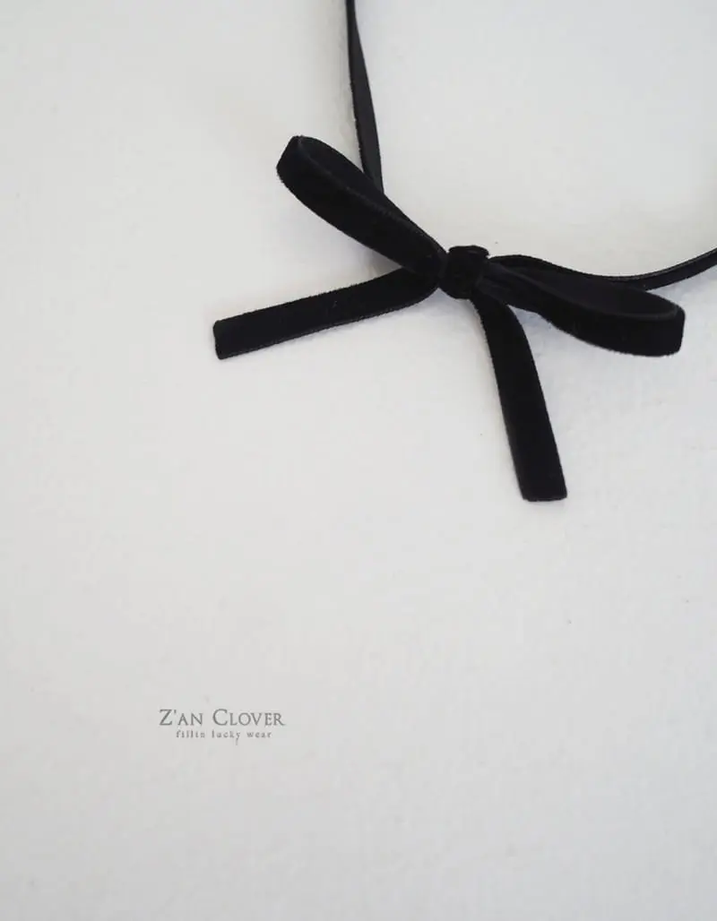 Zan Clover - Korean Children Fashion - #minifashionista - Veloure Ribbob Chocker - 2