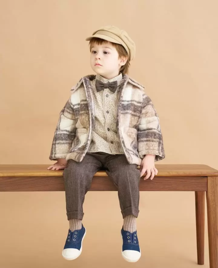 Aida - Korean Children Fashion - #Kfashion4kids - Check Bookle Coat - 2