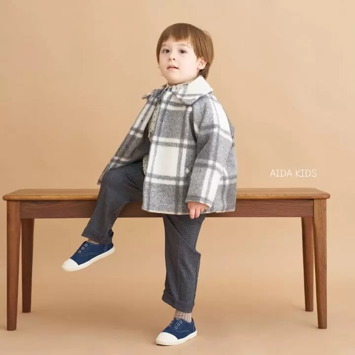 Aida - Korean Children Fashion - #prettylittlegirls - Check W Coat - 3