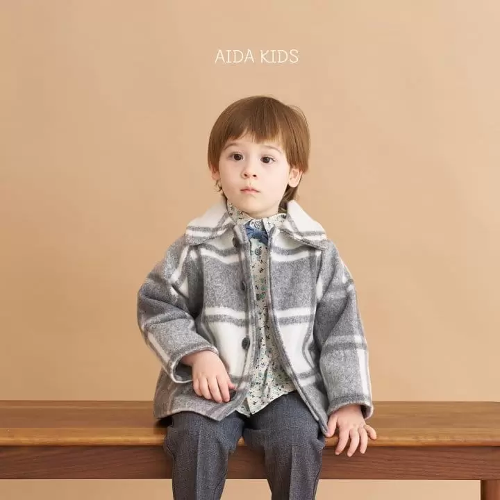Aida - Korean Children Fashion - #stylishchildhood - Check W Coat - 6
