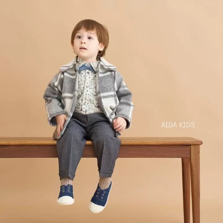 Aida - Korean Children Fashion - #prettylittlegirls - Check W Coat - 4