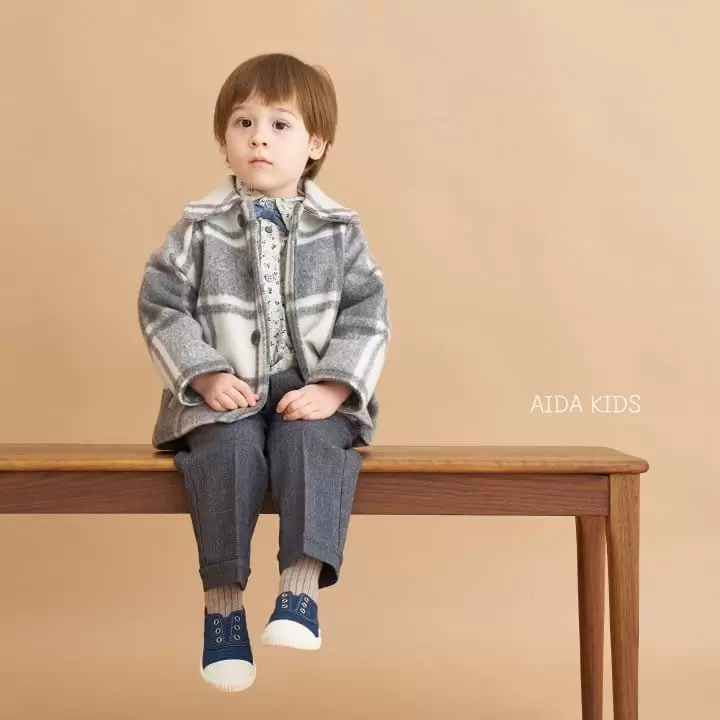 Aida - Korean Children Fashion - #toddlerclothing - Check W Coat - 5