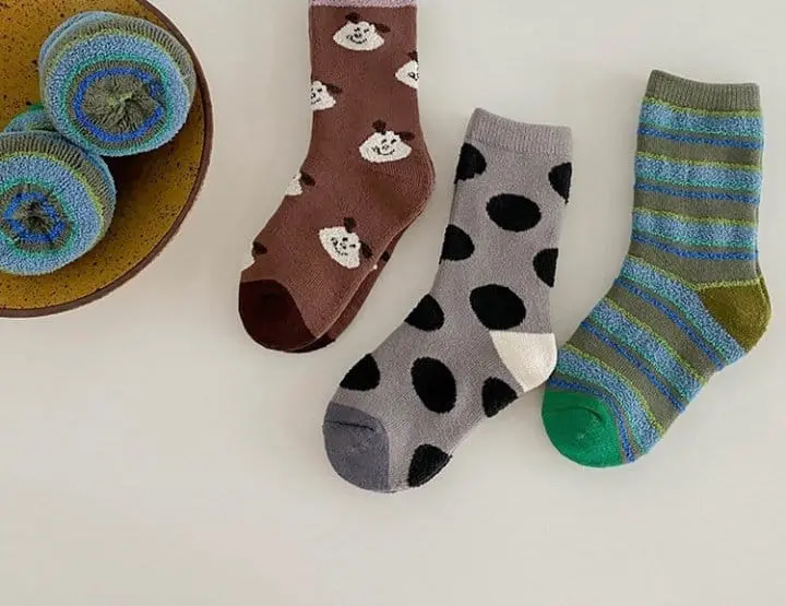 Ante j - Korean Children Fashion - #childofig - Fleece 572 Cookies Poppy Socks - 2