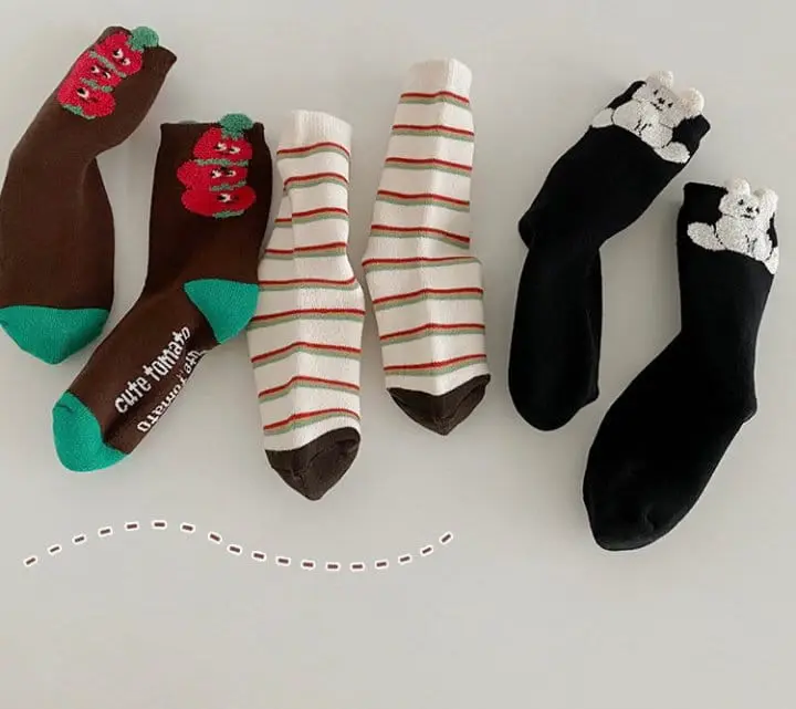 Ante j - Korean Children Fashion - #fashionkids - Fleece 580 Tomato Socks