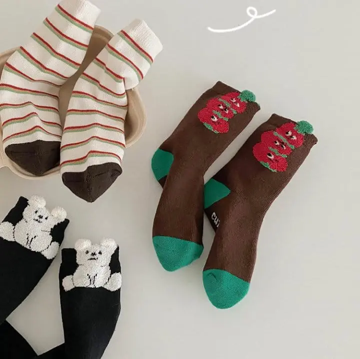 Ante j - Korean Children Fashion - #kidsstore - Fleece 580 Tomato Socks - 3