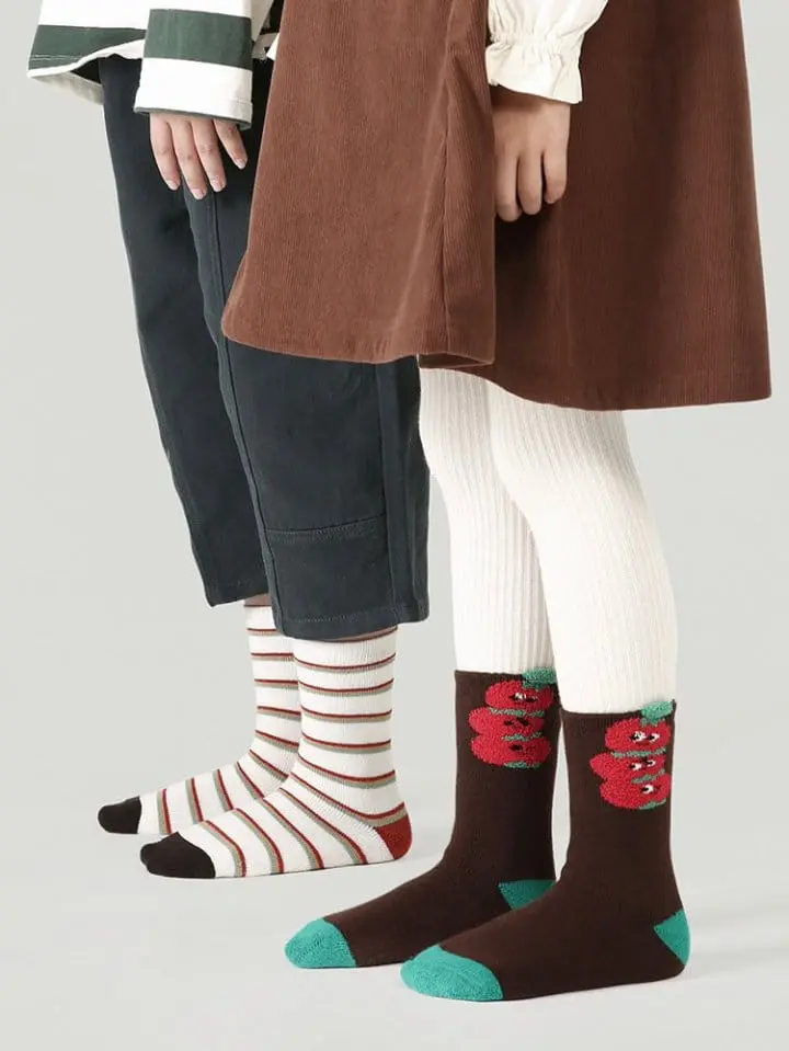 Ante j - Korean Children Fashion - #minifashionista - Fleece 580 Tomato Socks - 8