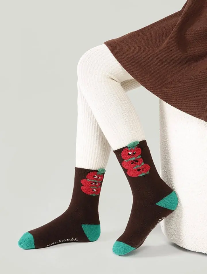 Ante j - Korean Children Fashion - #prettylittlegirls - Fleece 580 Tomato Socks - 9