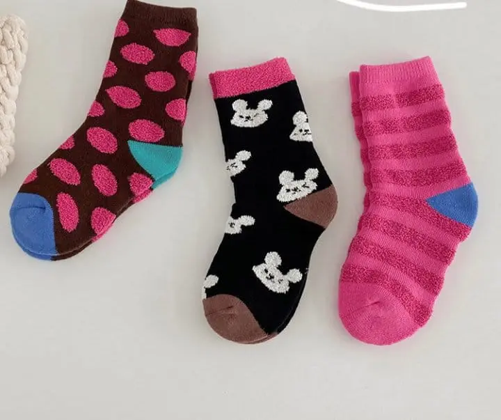 Ante j - Korean Children Fashion - #todddlerfashion - Fleece 582 Dot Dog Socks - 2