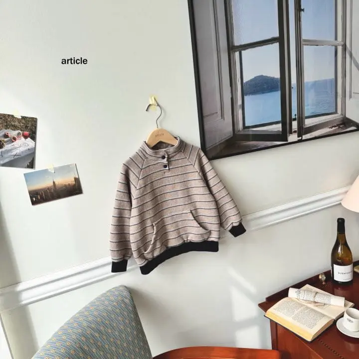 Article - Korean Children Fashion - #Kfashion4kids - Knit Fleece Raglan Snap Sweatshirt - 3