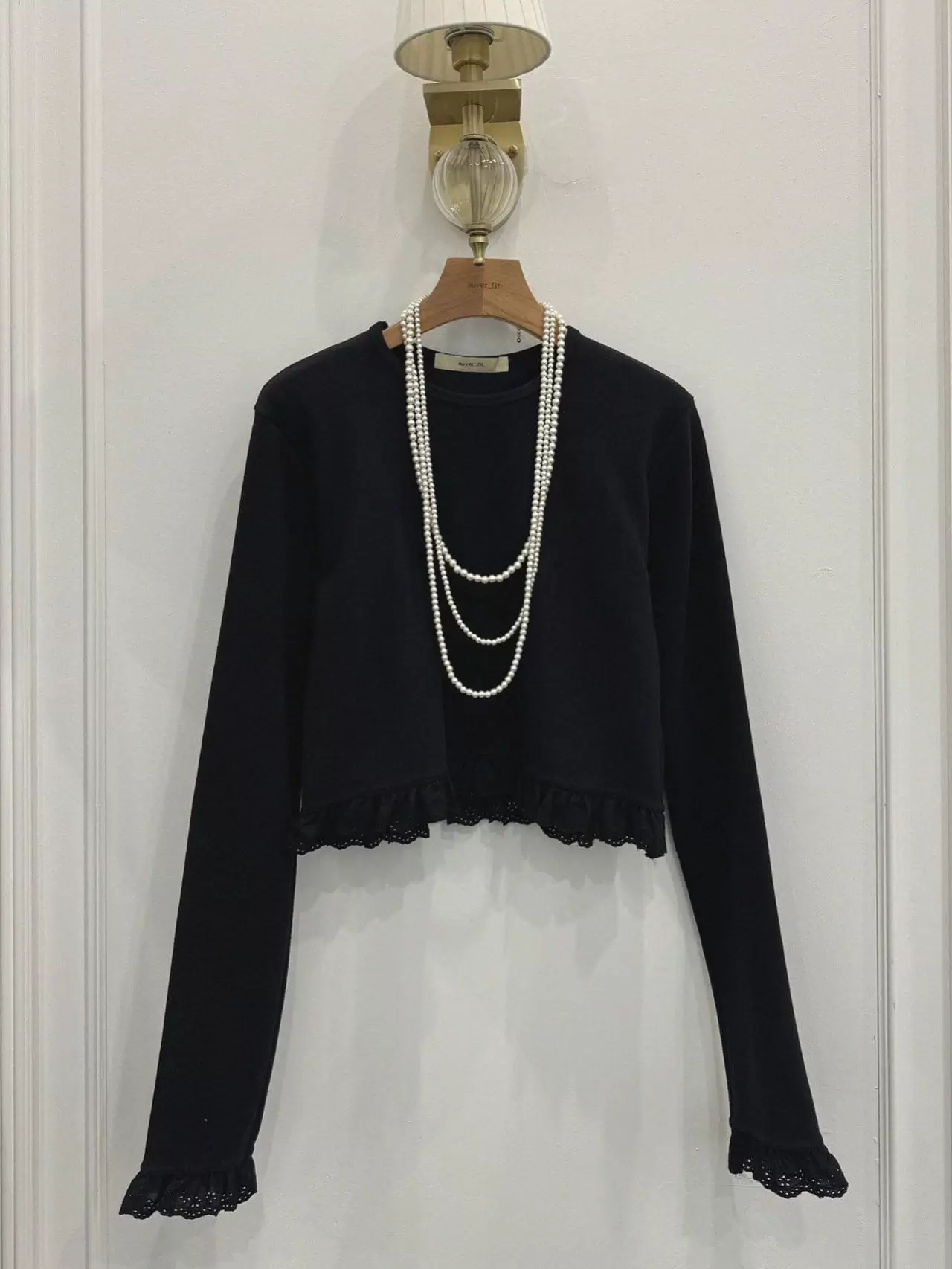 Auver_Fit - Korean Women Fashion - #romanticstyle - Lace Crop Tee - 8