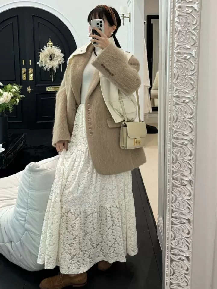 Auver_Fit - Korean Women Fashion - #romanticstyle - Pitch Lace Kang Kang Skirt