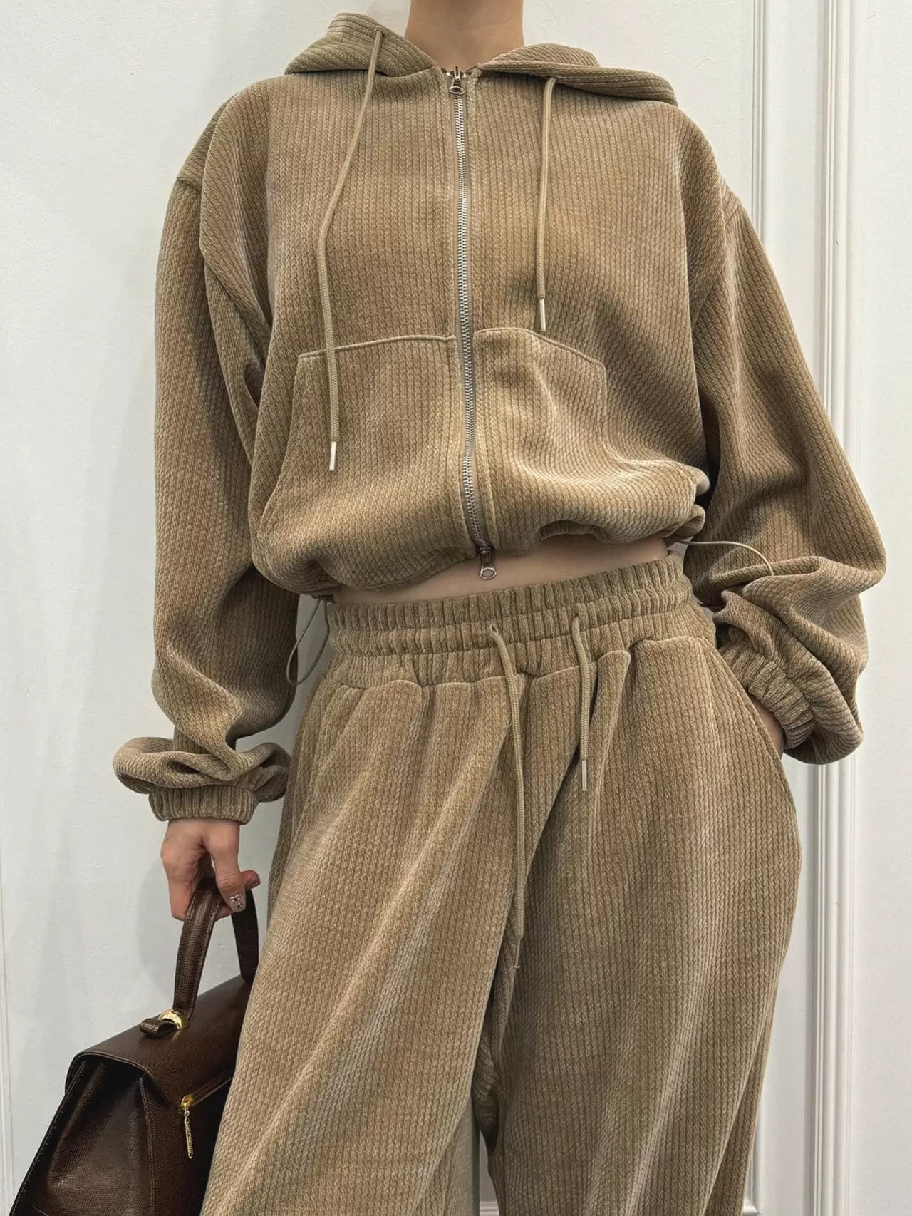 Auver_Fit - Korean Women Fashion - #vintageinspired - Bellow Rib Hoody Jumper  - 5