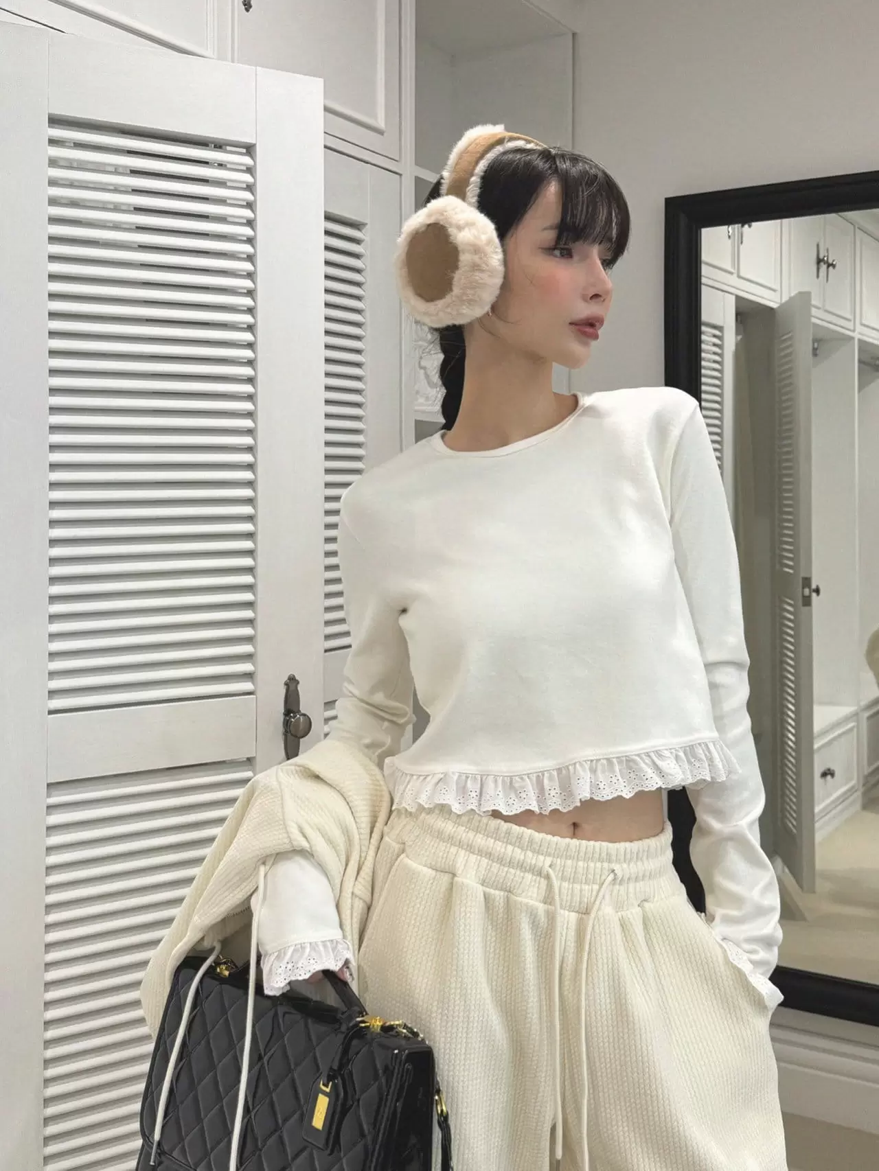 Auver_Fit - Korean Women Fashion - #womensfashion - Lace Crop Tee - 4