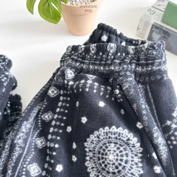 Awesome Bebe - Korean Children Fashion - #designkidswear - Paisley Fleece Jogger Pants With Mom - 3