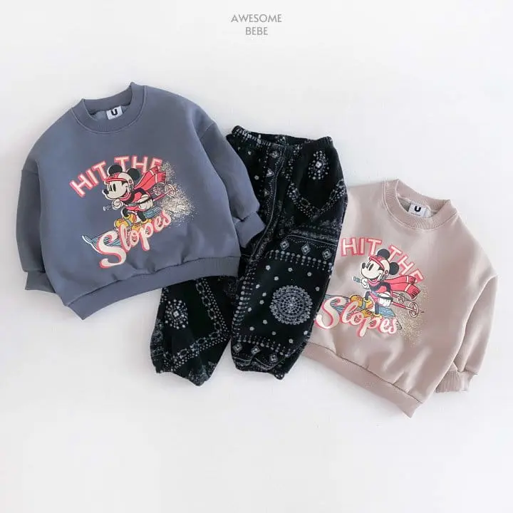 Awesome Bebe - Korean Children Fashion - #fashionkids - Paisley Fleece Jogger Pants With Mom - 5