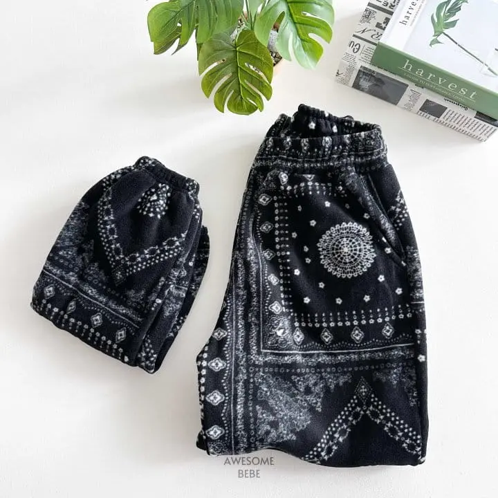 Awesome Bebe - Korean Children Fashion - #kidsstore - Paisley Fleece Jogger Pants With Mom - 7
