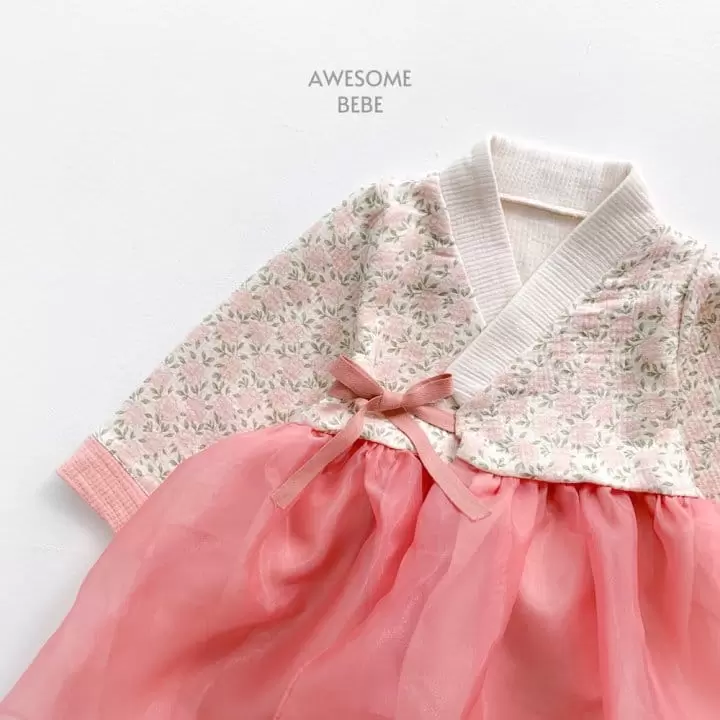 Awesome Bebe - Korean Children Fashion - #stylishchildhood - Pink Flower Girl Hanbok - 2