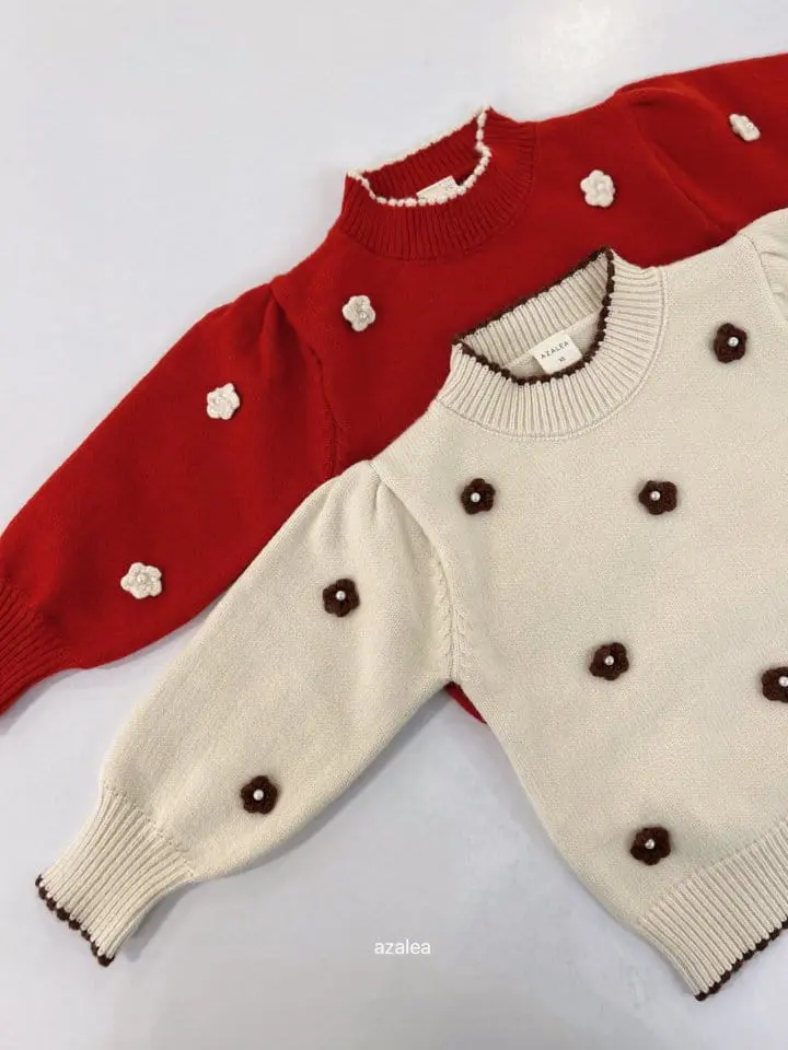 Azalea - Korean Children Fashion - #fashionkids - Pearl Flower Knit - 3