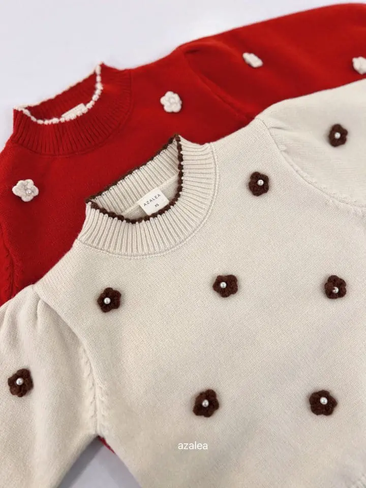 Azalea - Korean Children Fashion - #kidsstore - Pearl Flower Knit - 5