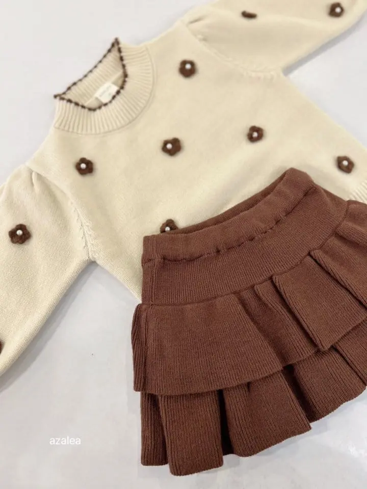 Azalea - Korean Children Fashion - #kidzfashiontrend - Pearl Flower Knit - 6