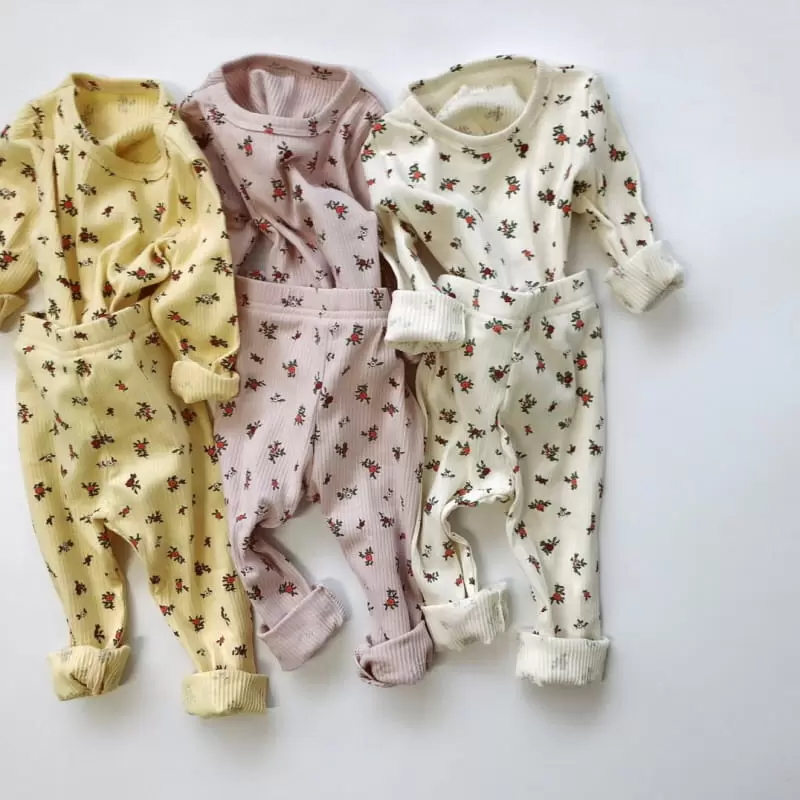 Brody Jane - Korean Children Fashion - #Kfashion4kids - Flower Rib Top Bottom Set