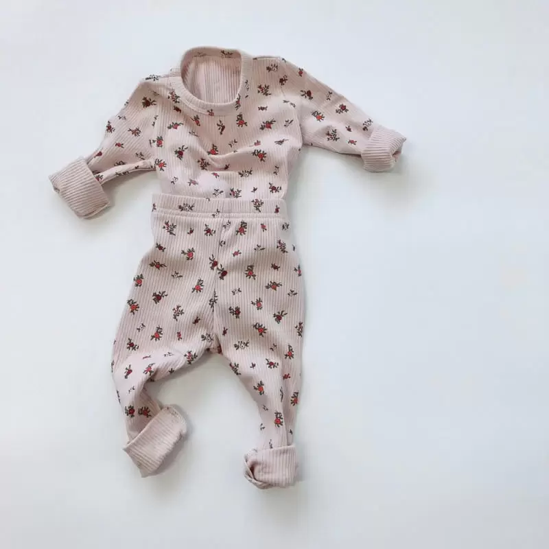 Brody Jane - Korean Children Fashion - #magicofchildhood - Flower Rib Top Bottom Set - 3