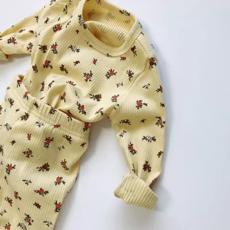 Brody Jane - Korean Children Fashion - #todddlerfashion - Flower Rib Top Bottom Set - 6