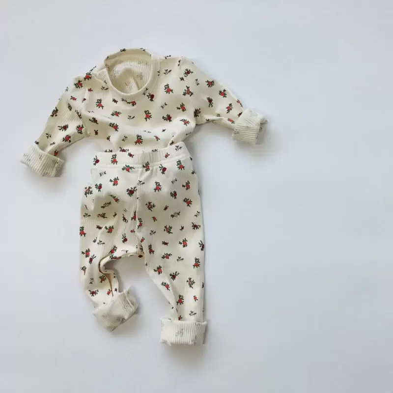 Brody Jane - Korean Children Fashion - #toddlerclothing - Flower Rib Top Bottom Set - 7