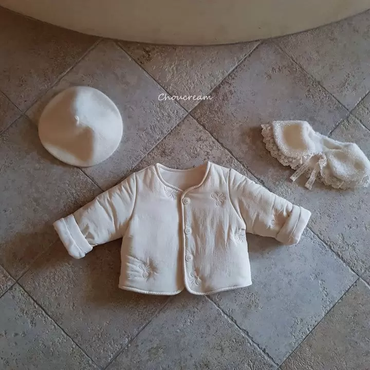 Choucream - Korean Baby Fashion - #babyboutiqueclothing - Ribbon Embroider Padding Jacket