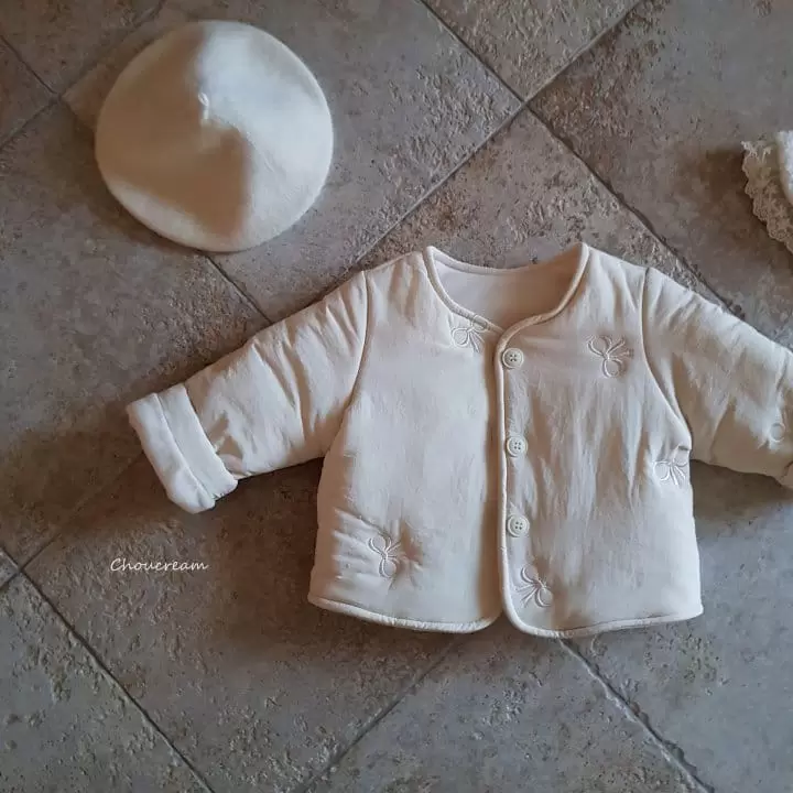 Choucream - Korean Baby Fashion - #babyclothing - Ribbon Embroider Padding Jacket - 2