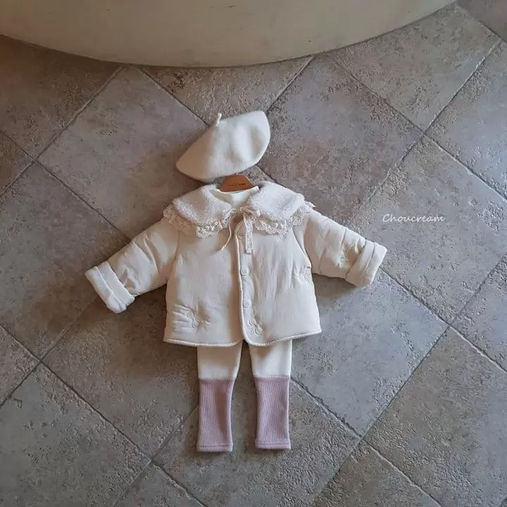 Choucream - Korean Baby Fashion - #babyfashion - Ribbon Embroider Padding Jacket - 3