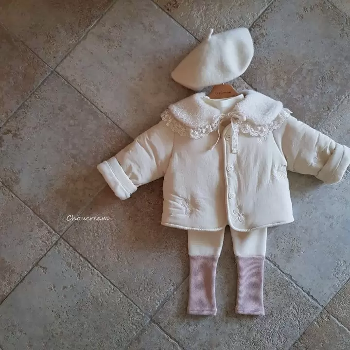 Choucream - Korean Baby Fashion - #babyfashion - Ribbon Embroider Padding Jacket - 4