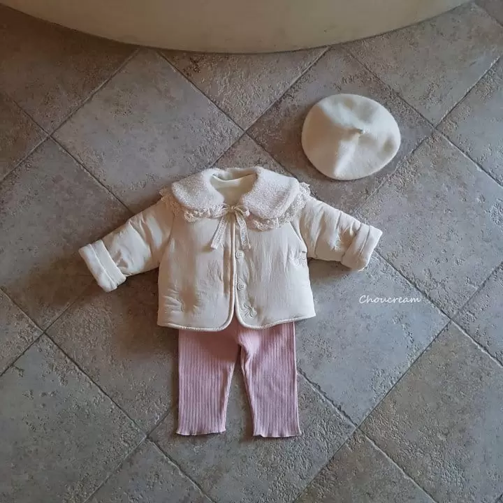 Choucream - Korean Baby Fashion - #babygirlfashion - Ribbon Embroider Padding Jacket - 5